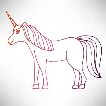 Cute hand drawn full-length smiling unicorn Stock Illustration