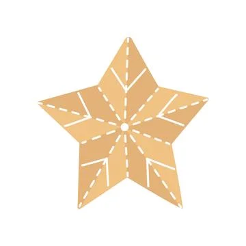 Cute Hand Drawn Gingerbread Star Cookie With Decorative Pattern Stock Illustration