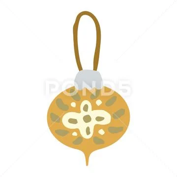Cute hand drawn golden ball with white decor Stock Illustration