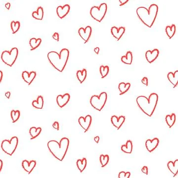 Cute hand drawn hearts pattern Stock Illustration