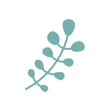 Cute hand drawn herbal elements. Decorative, green, botanical twig with leave イラスト素材