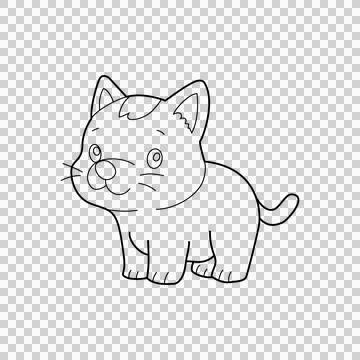 Cute Hand-Drawn Kitten Outline for Coloring Books and Nursery Decor Stock Illustration