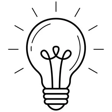Cute hand drawn lightbulb line art doodle for idea concept. Stock Illustration
