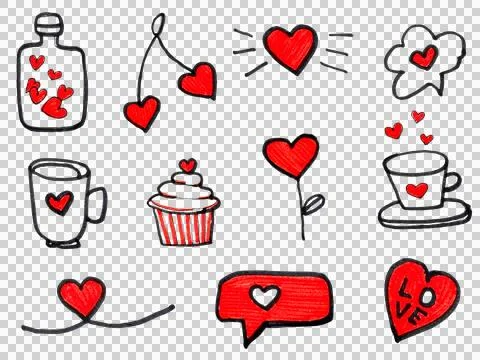 Cute Hand Drawn Love Graphics Logo for Valentine's Day Gift Card Transparent png Stock Illustration
