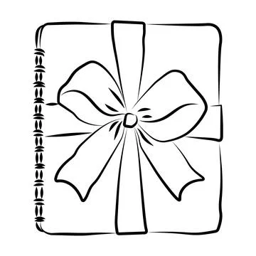 Cute hand drawn notebook or planner with big gift bow doodle, feminine stat.. Stock Illustration
