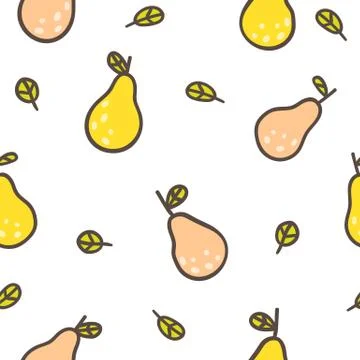 Cute hand drawn pears on a white background. Stock Illustration