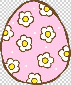 Cute Hand drawn Pink Easter Egg With Flower Daisy Pattern Stock Illustration