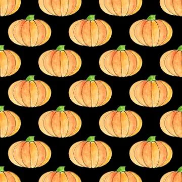 Cute hand drawn pumpkin seamless pattern, hand drawn pumpkins - great as Than Stock Illustration