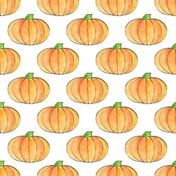 Cute hand drawn pumpkin seamless pattern, hand drawn pumpkins - great as Than Stock Illustration