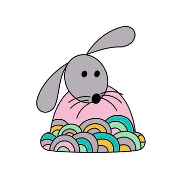 Cute hand drawn rabbit, coloring pages for adults and kids. Easter background Stock Illustration