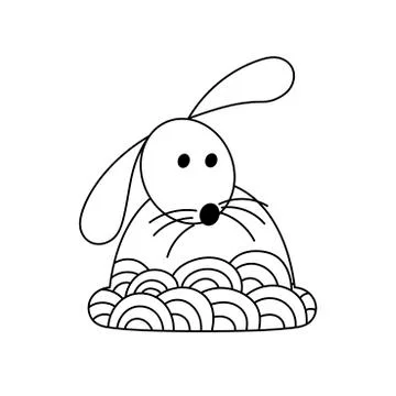 Cute hand drawn rabbit, coloring pages for adults and kids. Easter background Stock Illustration
