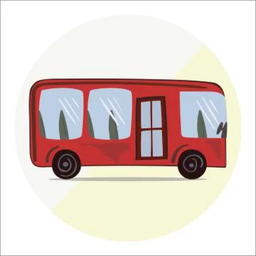 Cute hand drawn red bus Stock Illustration