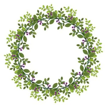 Cute hand drawn round frame with floral elements Stockillustratie