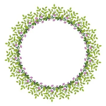 Cute hand drawn round frame with floral elements 库存插图