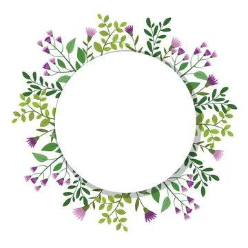 Cute hand drawn round frame with floral elements 스톡 일러스트