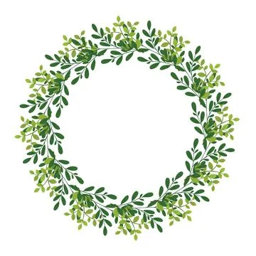 Cute hand drawn round frame with floral elements Stock Illustration