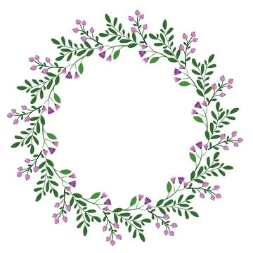Cute hand drawn round frame with floral elements Stock Illustration