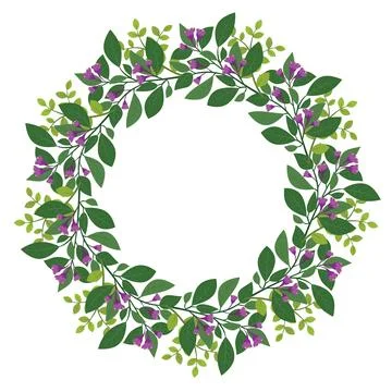 Cute hand drawn round frame with floral elements 库存插图