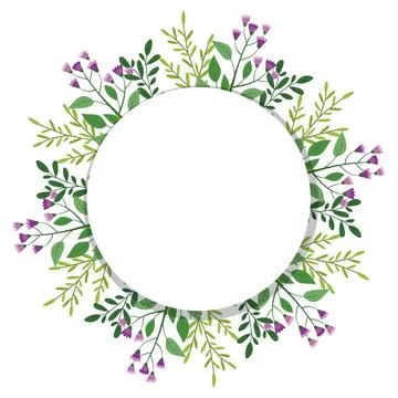 Cute hand drawn round frame with floral elements Stock Illustration