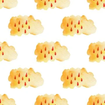Cute hand drawn seamless pattern with clouds. Funny background. illustration Stockillustratie