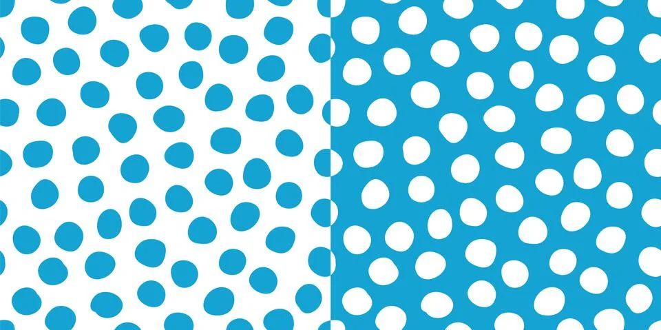 Cute hand drawn seamless pattern set with polka dots. Childish style vector b Stock Illustration