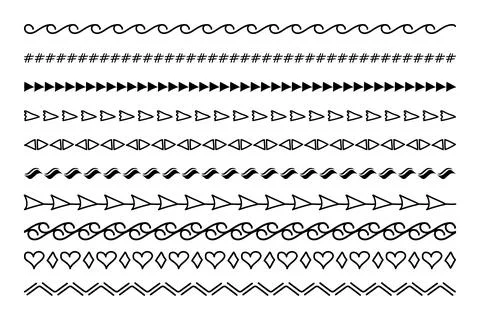 Cute Hand Drawn Sketchy Borders. Abstract seamless lines, decorative brush .. Stock-Illustration