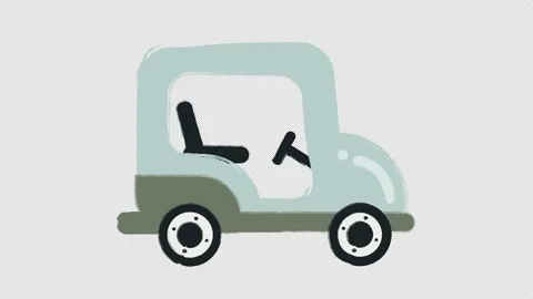 Cute hand drawn texture golf cart or buggy car 4k loop animation Video stock 233898938