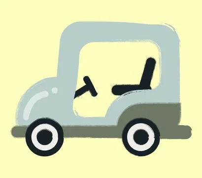 Cute hand drawn texture golf cart or buggy car illustration Stock Illustration