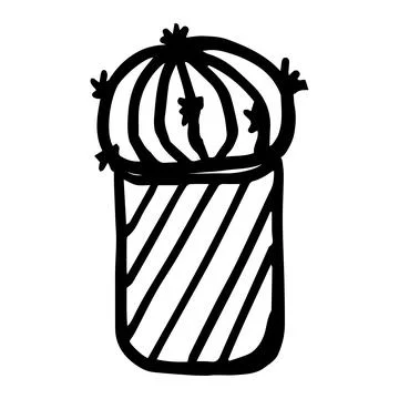 Cute hand drawn vector cactus in the pot doodle icon Stock Illustration