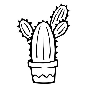 Cute hand drawn vector cactuse in the pot Stock Illustration