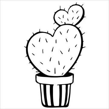 Cute hand drawn vector cactuse in the pot Stock Illustration