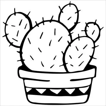Cute hand drawn vector cactuse in the pot Stock Illustration
