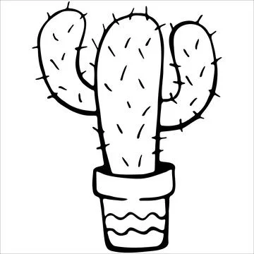 Cute hand drawn vector cactuse in the pot Stock Illustration