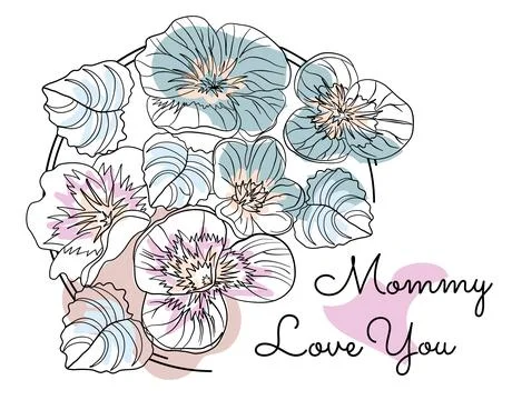 Cute hand drawn vector illustration of violets Stock Illustration