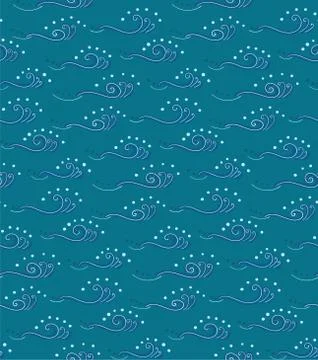 Cute hand drawn waves pattern Stock Illustration