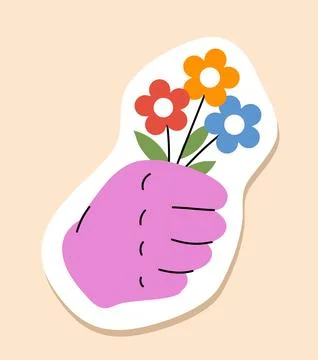 Cute hand with flowers. Vector illustration Stock Illustration