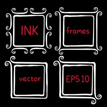 Cute hand made frames on black background Stock Illustration