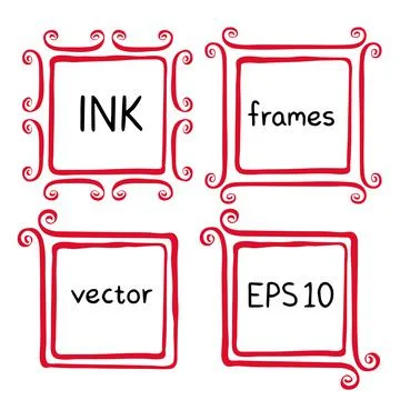 Cute hand made frames isolated on white background Stock Illustration