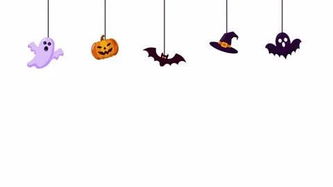 Cute Hanging Halloween Characters Motion Graphic Animation Video stock 342741034