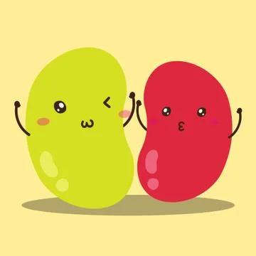 Cute happy beans character vector design Stock Illustration