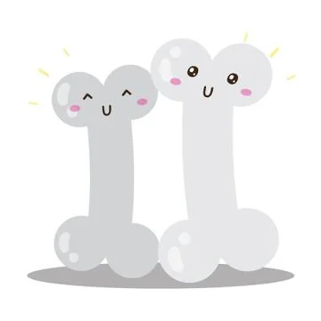 Cute happy bone character vector design Stock Illustration