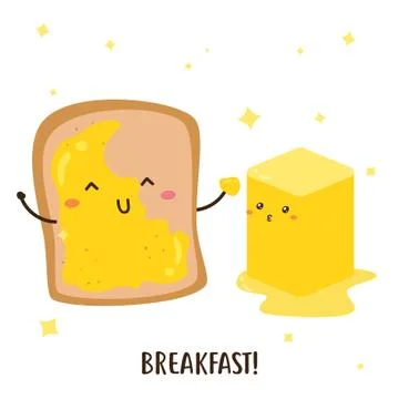 Cute happy bread and butter vector design Stock Illustration