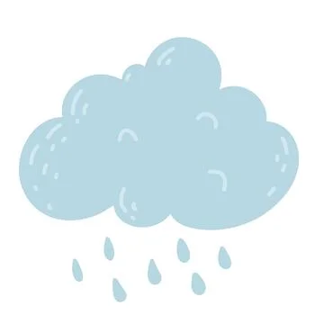 Cute Happy Cloud with Rain Drops. spring or autumn weather Stock Illustration