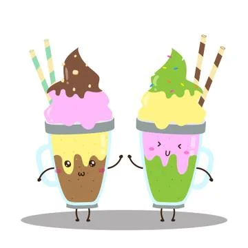 Cute happy cream float drinks vector design Stock Illustration