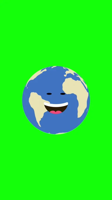 Cute happy Earth globe character smiling animation on green screen background. Stock Footage 331916908