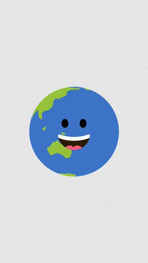 Cute happy Earth globe character smiling animation on transparent background. 動画素材 331920103