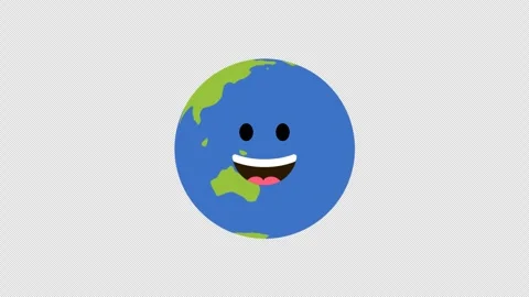 Cute happy Earth globe character smiling animation on transparent background. Video stock 331920111