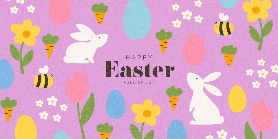 Cute Happy Easter banner Illustrazione stock