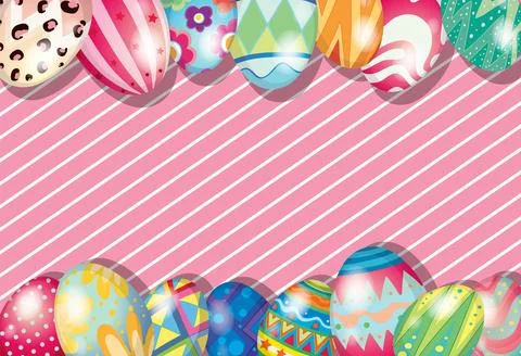 Cute Happy Easter Day Banner Template Stock Illustration