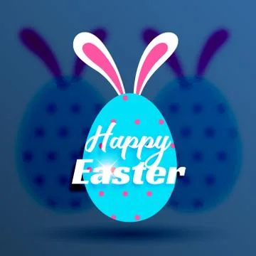 Cute happy easter lettering with bunny ears Stock Illustration